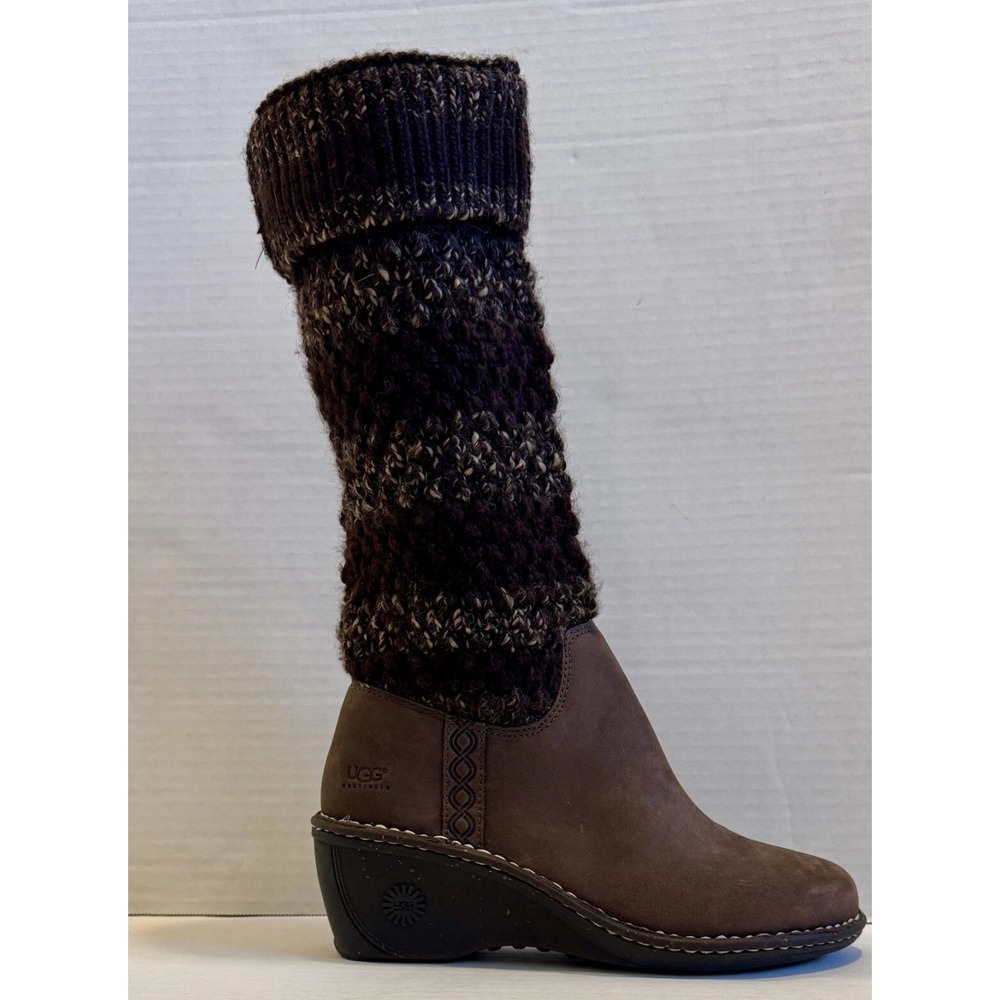 UGG Australia Cresthaven 1938 w/Esp Women's Brown Suede Knit Wedge Heel Size 9 - Picture 6 of 9